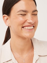 Sterling Silver Sparkle Initial Earrings And Necklace Set - Image 1 of 5