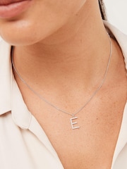 Sterling Silver Sparkle Initial Earrings And Necklace Set - Image 2 of 5
