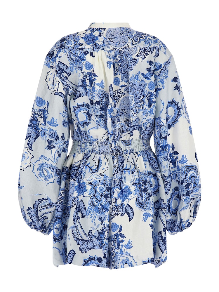 Guess Blue Zaren Linen Romper - Image 2 of 3