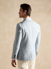 Joules Light Blue Herringbone Texture Slim Fit Blazer - Image 2 of 9