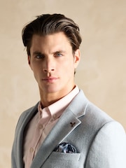Joules Light Blue Herringbone Texture Slim Fit Blazer - Image 4 of 9