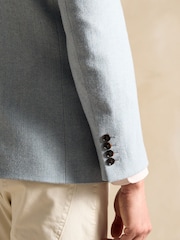 Joules Light Blue Herringbone Texture Slim Fit Blazer - Image 8 of 9