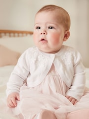 White Knitted Baby Shrug Cardigan (0mths-2yrs) - Image 1 of 7