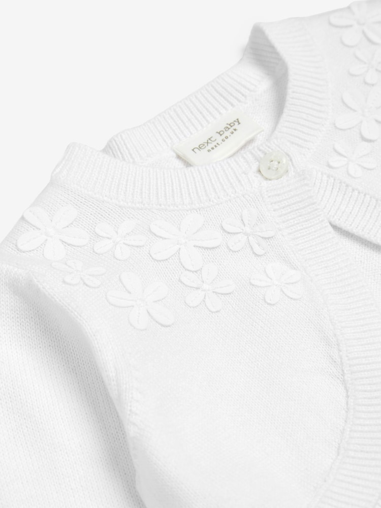 White Knitted Baby Shrug Cardigan (0mths-2yrs) - Image 7 of 7 White Knitted Baby Shrug Cardigan (0mths-2yrs) - Image 7 of 7