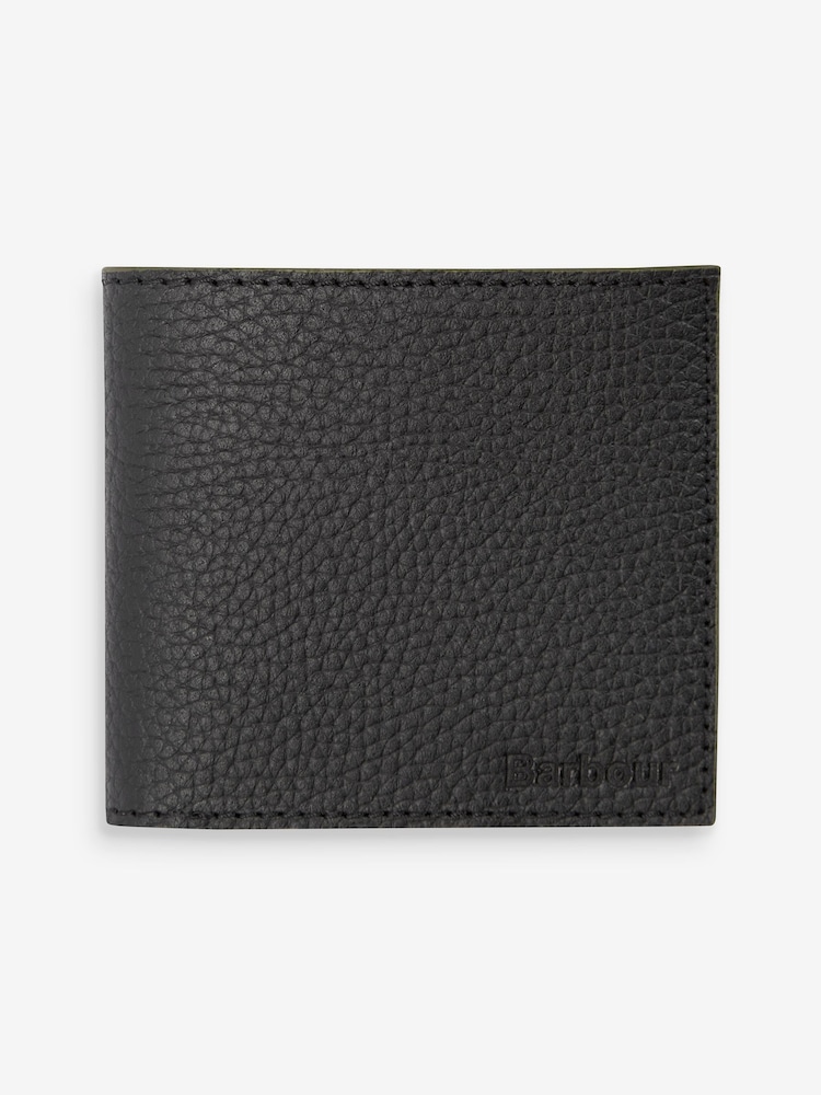 Barbour® Black Grain Leather Bifold Wallet - Image 1 of 4