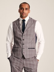 Joules Pink Trimmed Check Suit Waistcoat - Image 8 of 9