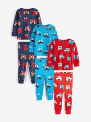 Rdeča-modra s potiskom nujnih vozil - Pižama Snuggle 3 Pack (9mths-10yrs) - Slika 1 iz 9