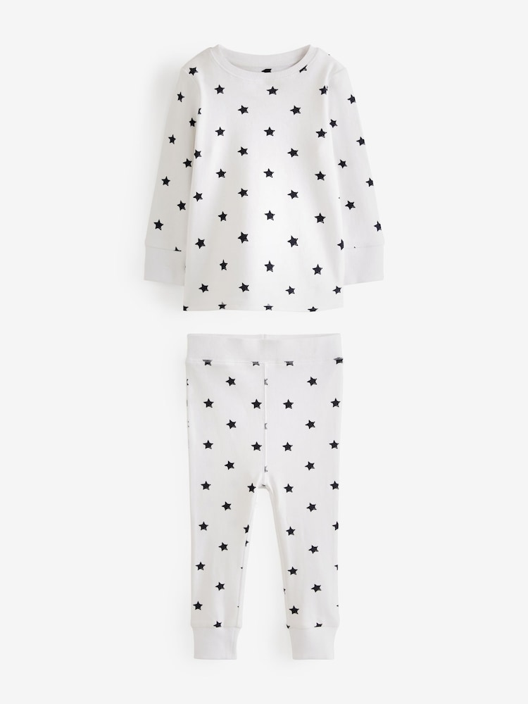 Navy Blue/White Star 3 Pack Snuggle Long Sleeve Pyjamas (9mths-10yrs) - Image 4 of 12