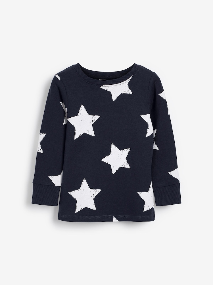 Navy Blue/White Star 3 Pack Snuggle Long Sleeve Pyjamas (9mths-10yrs) - Image 6 of 12