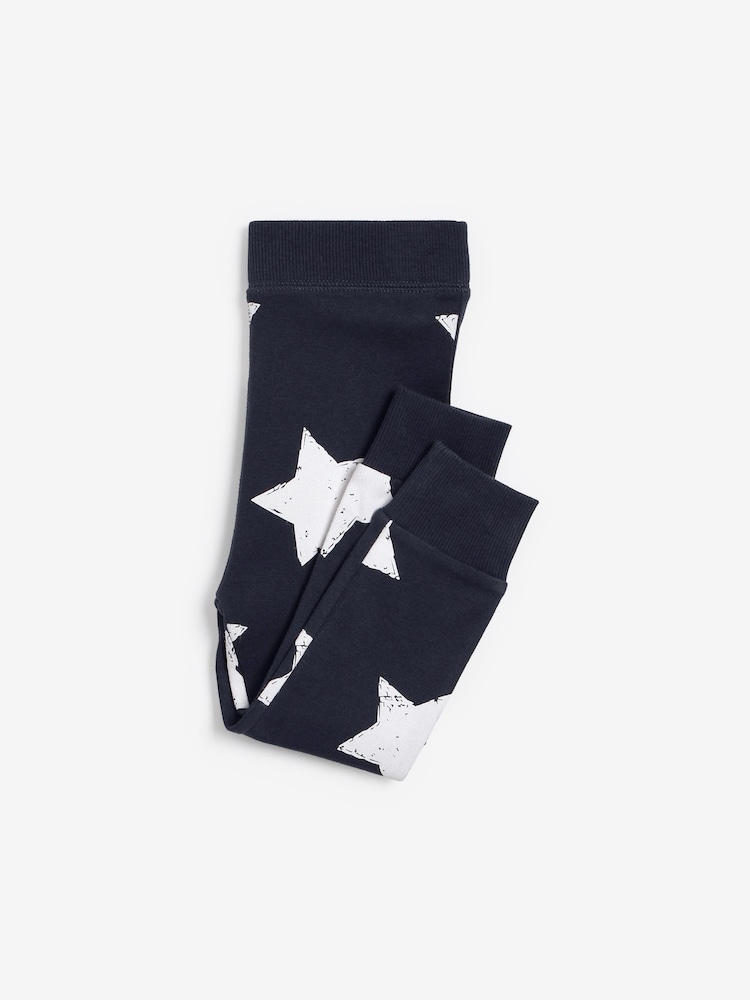 Navy Blue/White Star 3 Pack Snuggle Long Sleeve Pyjamas (9mths-10yrs) - Image 8 of 12