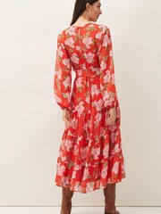 Phase Eight Orange Philippa Floral Chiffon Maxi Dress - Image 3 of 6