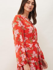 Phase Eight Orange Philippa Floral Chiffon Maxi Dress - Image 5 of 6