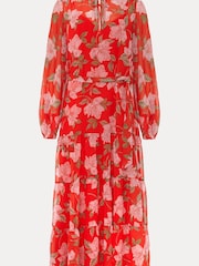 Phase Eight Orange Philippa Floral Chiffon Maxi Dress - Image 6 of 6