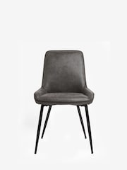 Set of 2 Monza Faux Leather Dark Grey Hamilton Black Leg Dining Chairs - Image 2 of 8