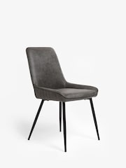 Set of 2 Monza Faux Leather Dark Grey Hamilton Black Leg Dining Chairs - Image 3 of 8