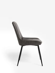 Set of 2 Monza Faux Leather Dark Grey Hamilton Black Leg Dining Chairs - Image 4 of 8