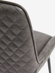 Set of 2 Monza Faux Leather Dark Grey Hamilton Black Leg Dining Chairs - Image 5 of 8