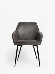 Set of 2 Monza Faux Leather Dark Grey Hamilton Black Leg Quilted Dining Chairs - Image 2 of 7