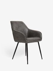 Set of 2 Monza Faux Leather Dark Grey Hamilton Black Leg Quilted Dining Chairs - Image 3 of 7