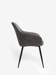 Set of 2 Monza Faux Leather Dark Grey Hamilton Black Leg Quilted Dining Chairs - Image 4 of 7