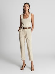Reiss Stone Erin Cotton Tapered Trousers - Image 1 of 7