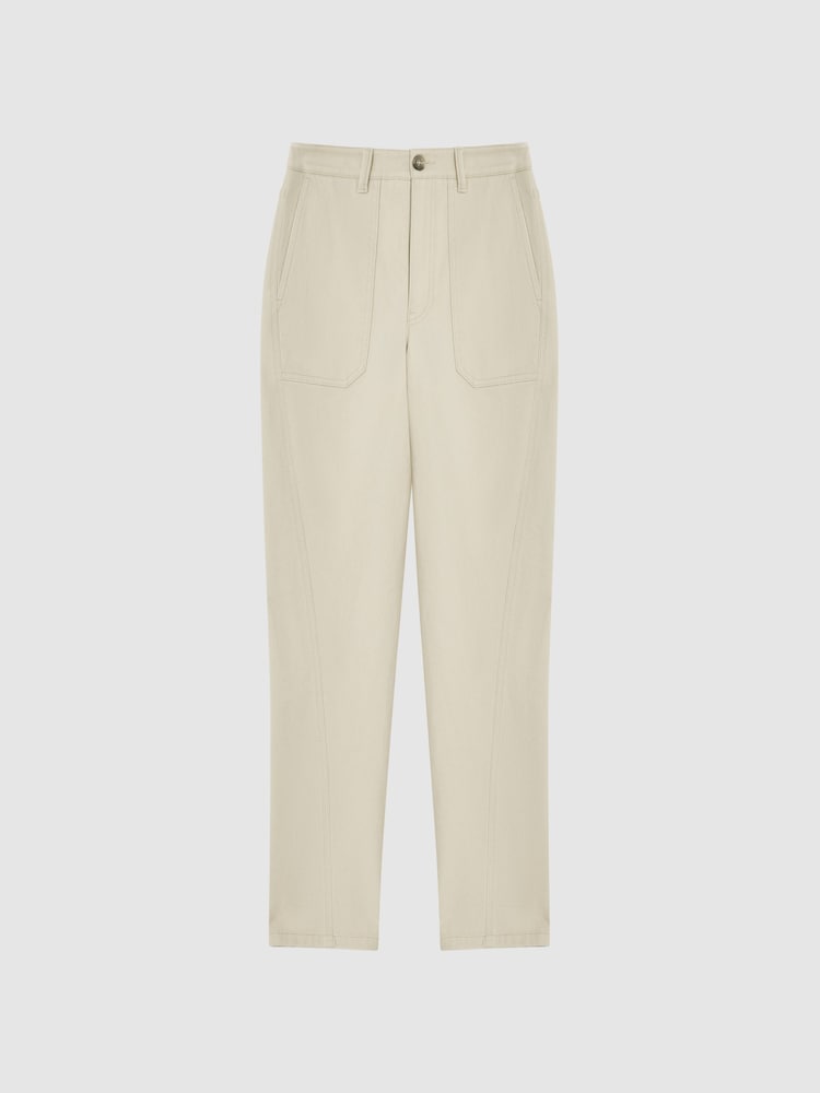Reiss Stone Erin Cotton Tapered Trousers - Image 2 of 7