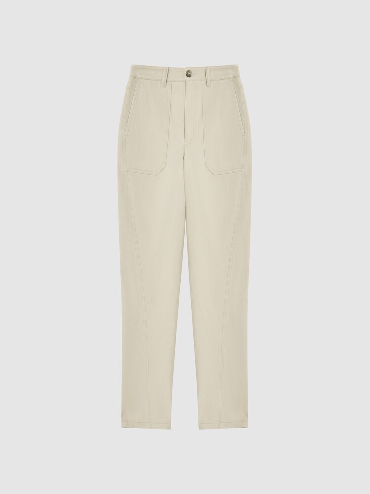 Reiss Stone Erin Cotton Tapered Trousers - Image 2 of 7 Reiss Stone Erin Cotton Tapered Trousers - Image 2 of 7