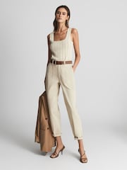 Reiss Stone Erin Cotton Tapered Trousers - Image 3 of 7