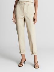 Reiss Stone Erin Cotton Tapered Trousers - Image 4 of 7