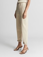 Reiss Stone Erin Cotton Tapered Trousers - Image 6 of 7