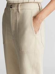 Reiss Stone Erin Cotton Tapered Trousers - Image 7 of 7