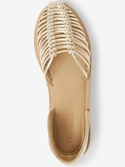 Gold Forever Comfort® Leather 2 Part Woven Shoes - Image 3 of 6