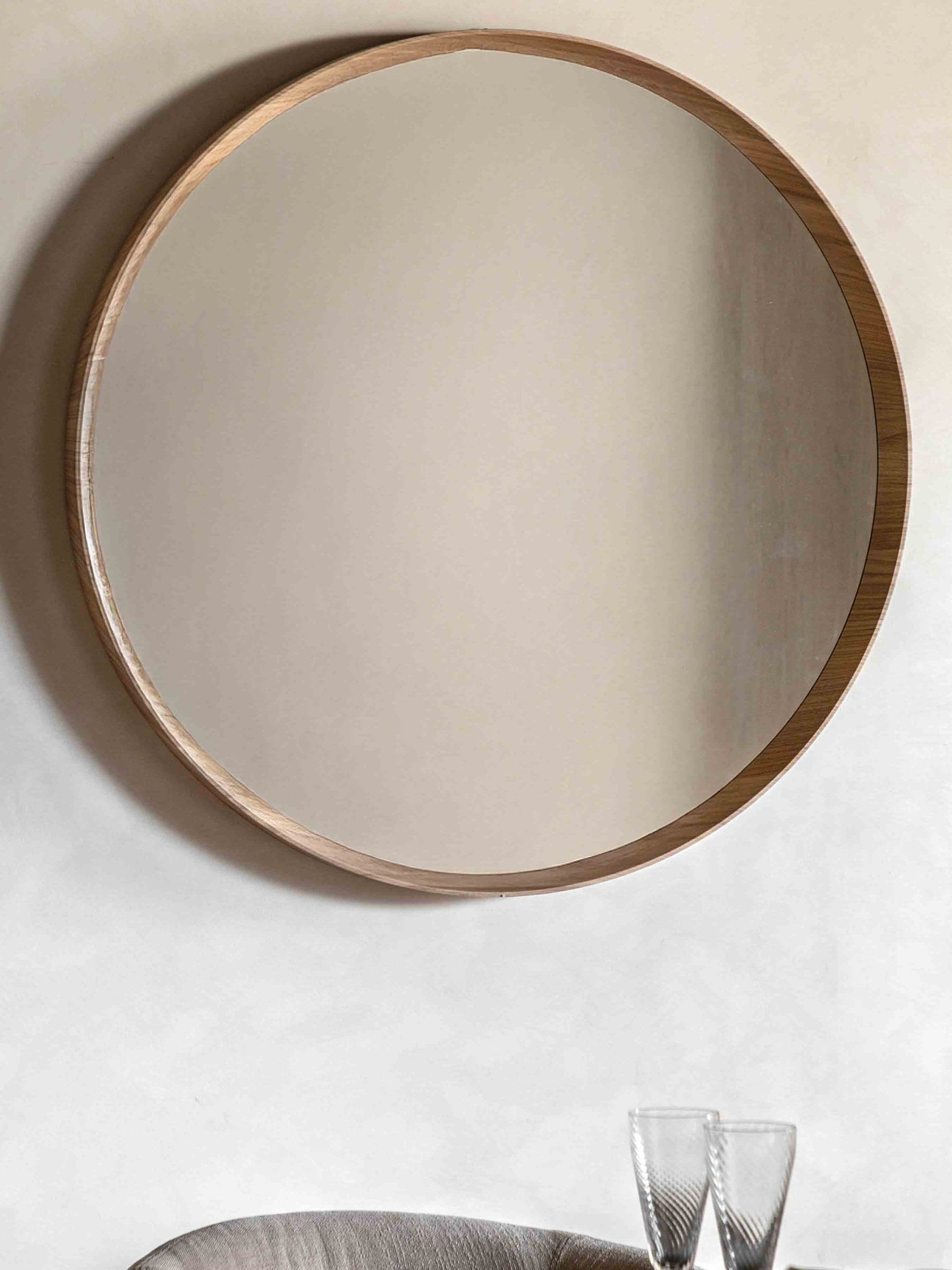 Crossland Grove Round Wall Mirror - Oak - Extra Large - Brown - Image 2