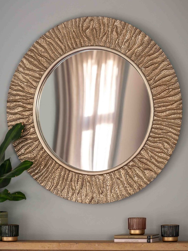 Gallery Home Gold Fahlia Round Mirror - Image 1 of 5 Gallery Home Gold Fahlia Round Mirror - Image 1 of 5