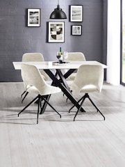 Julian Bowen White Marble/Cream Bradley Rectangular Dining Set with 4 Jonah Chairs - Image 1 of 9