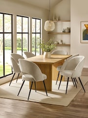 Julian Bowen Oak Effect/Cream Arundel Rectangular Dining Set with 6 Ella Chairs - Image 1 of 7