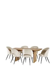 Julian Bowen Oak Effect/Cream Arundel Rectangular Dining Set with 6 Ella Chairs - Image 2 of 7