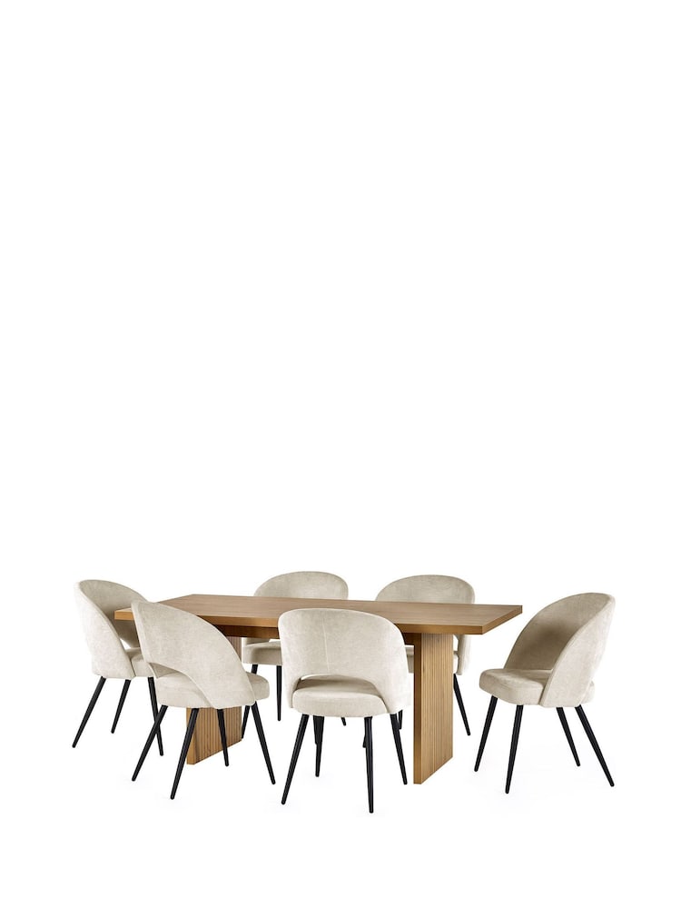 Julian Bowen Oak Effect/Cream Arundel Rectangular Dining Set with 6 Ella Chairs - Image 2 of 7