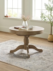 Julian Bowen Set of 4 Limed OakOatmeal Camille Round Dining Upholstered Chairs - Image 2 of 12
