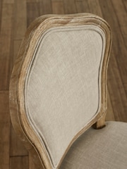 Julian Bowen Set of 4 Limed OakOatmeal Camille Round Dining Upholstered Chairs - Image 6 of 12