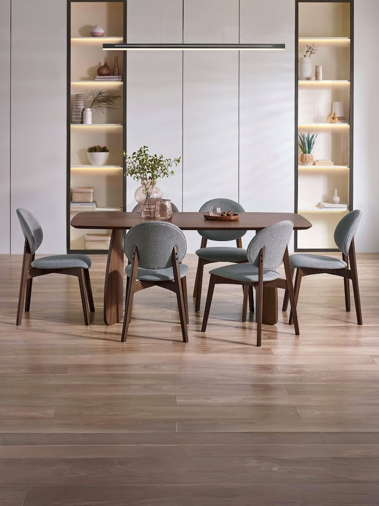 Julian Bowen Walnut/Grey Artemis Rectangular Dining Set with 6 Chairs - Image 1 of 10 Julian Bowen Walnut/Grey Artemis Rectangular Dining Set with 6 Chairs - Image 1 of 10