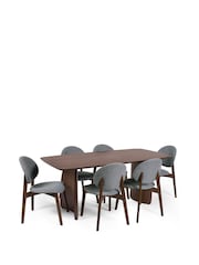 Julian Bowen Walnut/Grey Artemis Rectangular Dining Set with 6 Chairs - Image 6 of 10