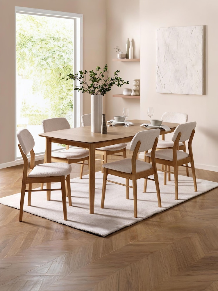 Julian Bowen Ivory/Natural Oak Theia Extending Dining Set with 6 Chairs - Image 1 of 8 Julian Bowen Ivory/Natural Oak Theia Extending Dining Set with 6 Chairs - Image 1 of 8