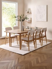 Julian Bowen Ivory/Natural Oak Theia Extending Dining Set with 6 Chairs - Image 2 of 8