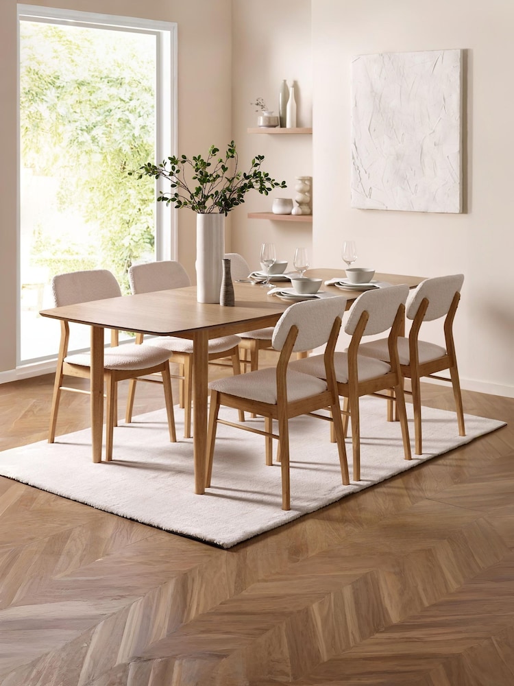 Julian Bowen Ivory/Natural Oak Theia Extending Dining Set with 6 Chairs - Image 2 of 8 Julian Bowen Ivory/Natural Oak Theia Extending Dining Set with 6 Chairs - Image 2 of 8