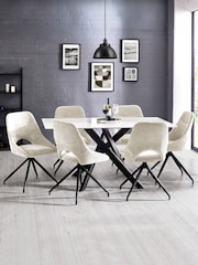 Julian Bowen White Marble/Cream Bradley Rectangular Dining Set with 6 Jonah Chairs - Image 1 of 9