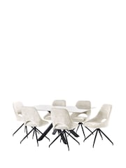 Julian Bowen White Marble/Cream Bradley Rectangular Dining Set with 6 Jonah Chairs - Image 2 of 9