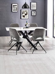 Julian Bowen White Marble/Grey Bradley Rectangular Dining Set with 4 Jonah Chairs - Image 1 of 9