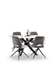 Julian Bowen White Marble/Grey Bradley Rectangular Dining Set with 4 Jonah Chairs - Image 2 of 9
