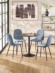 Julian Bowen Black/Blue Nero 80cm Round Dining Set with 4 Lottie Chairs - Image 1 of 8